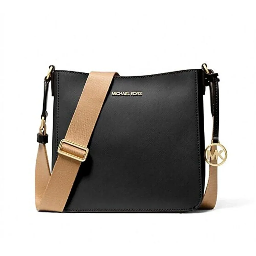 New Michael Kors Jet Set Travel Small Messenger Bag Faux Leather Black